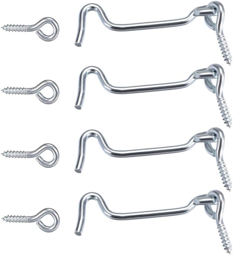 WOOCH 4 Pack 1.5-Inch Swivel Cabin Hook and Eye Latch – Carbon Steel Door and Window Lock with Mounting Screws, Rust-Resistant for Gate, Closet, Shed, Cabinet - Image 1