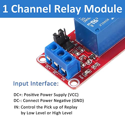 AEDIKO 4pcs DC 5V Relay Module - 1 Channel Relay Switch Board with Optocoupler Isolation, High or Low Level Trigger - Image 5