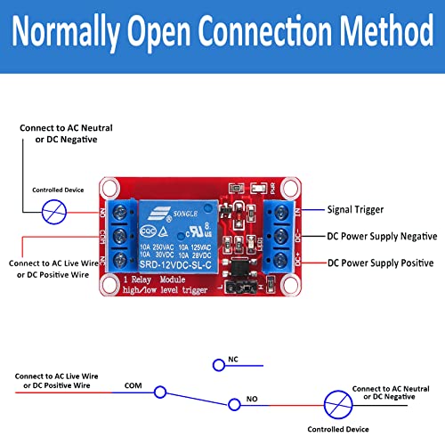 AEDIKO 4pcs DC 5V Relay Module - 1 Channel Relay Switch Board with Optocoupler Isolation, High or Low Level Trigger - Image 4