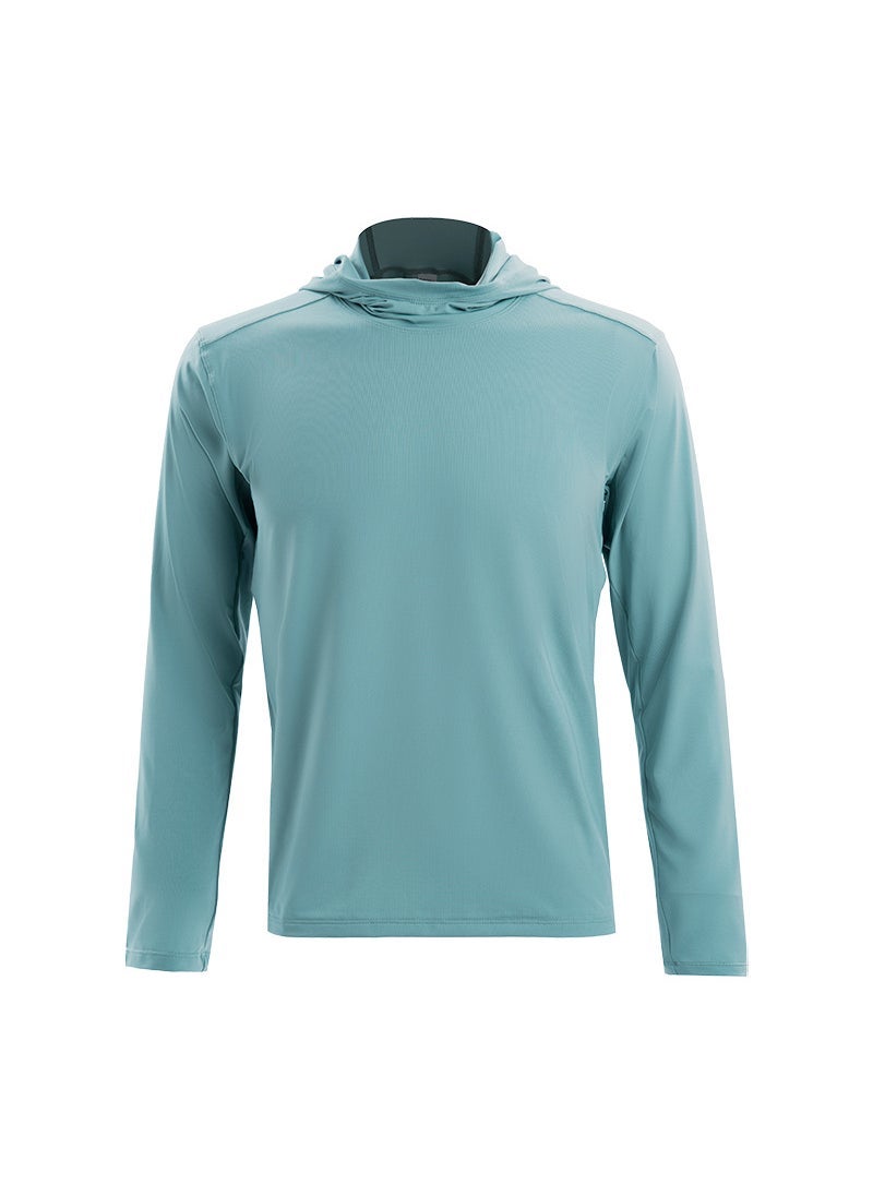Generic - Niaojia same style mens workout clothes long sleeve hooded pullover loose muscle dog sports T-shirt stretch training clothes Fog Blue - Image 1