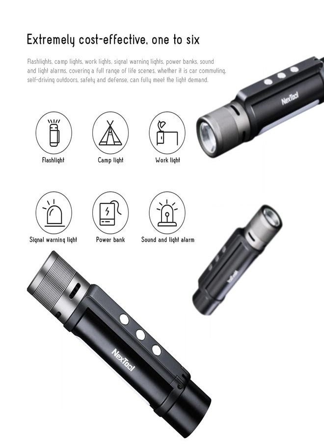 Nextool - NexTool Rechargeable Outdoor Portable Torchlight 6-in-1 LED Flashlight 1000 Lumens Telescopic Light USB Charging Light Emergency Light Power Bank IPX4 Waterproof Night Light - Image 1
