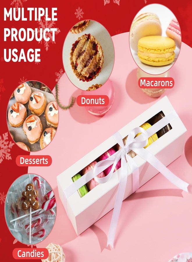 HAPPY POTATO 15 Pack Macaron Boxes for 12, 7.2×4×1.9 Inches, Macaron Packaging Box with Ribbon, White Macaron Boxes with Clear Window - Image 3