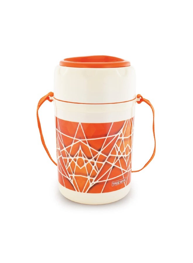 Trueware Trendy 4 Inner Steel Outer Plastic thermoware Lunch Box | 4 Container 300 ML Each-Orange | PU Insulated | Lunch Box | Tiffin | Hot Lunch Box - Image 3