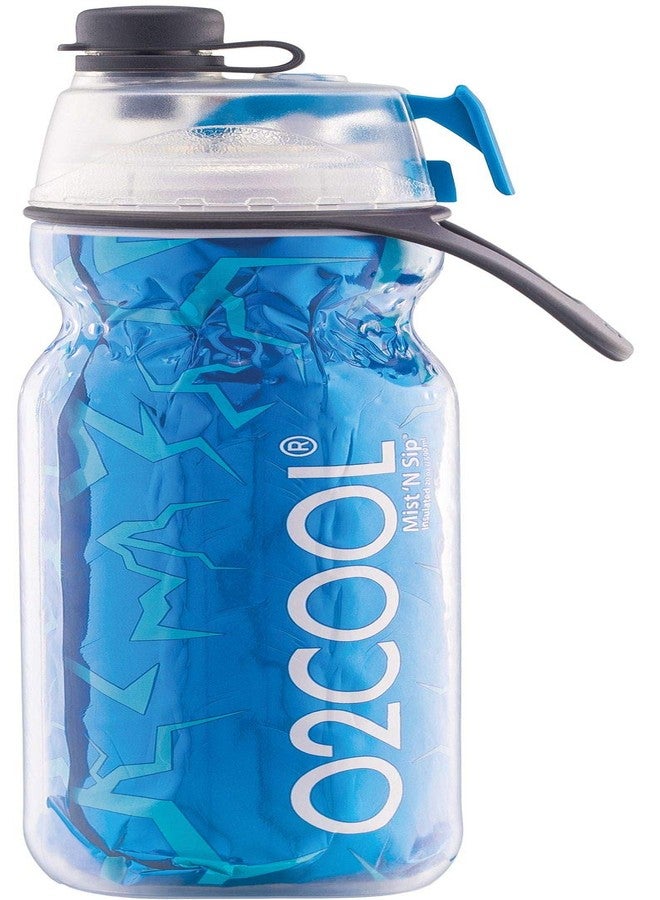 أو2 كول زجاجة O2COOL Arctic Squeeze Mist 'N Sip المعزولة مع غطاء صنبور سيليكون ووظيفة رذاذ قابلة للقفل - 20 أونصة، أزرق متصدع - Image 2