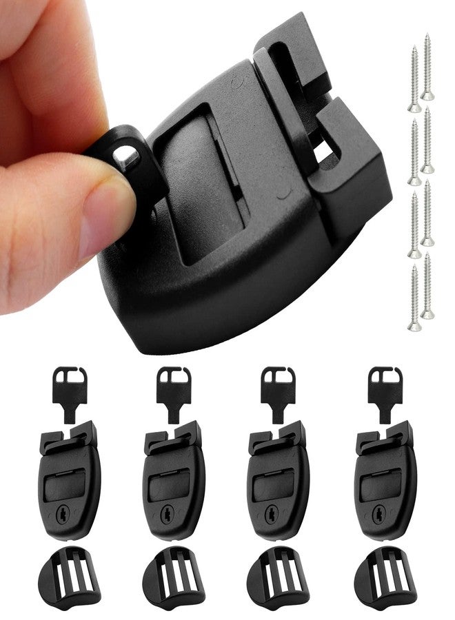 ZOMOFEW 4 Sets Spa Hot Tub Cover Clips Latch Replacement Kit,Hot Tub Cover Latches Clip Lock for Cover Straps with Keys,Hardware Accessories for Spa Cover Straps (Black) - Image 1