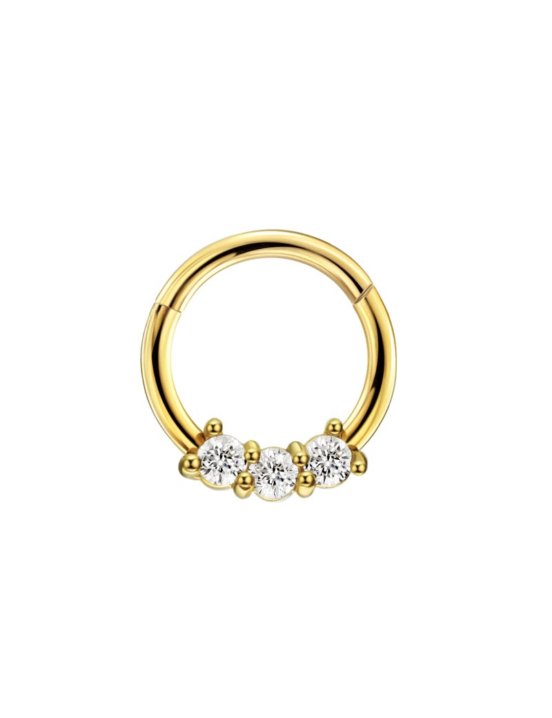 FANSING 16g Septum Rings for Women 18k Gold-plated Septum Jewelry 16 Gauge 8mm Daith Piercing Jewelry Surgical Steel Captive CZ Hoop - Image 1