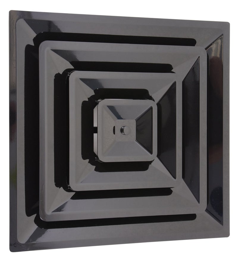 Generic QUICK CONNECT HT-2X2-SPL-8-BK 2' x 2' Black Plastic 3 Cone Supply Lay-In with Pre-Molded 8" Boot Back  - Image 1