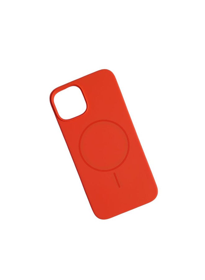 جراب سيليكون متوافق مع آيفون 13 | 14، بتصميم نحيف، مغناطيسي، مع بطانة من الألياف الدقيقة، قبضة ناعمة من السيليكون و مقاوم للخدش متوافق مع آيفون 13/14 - برتقالى - Image 1