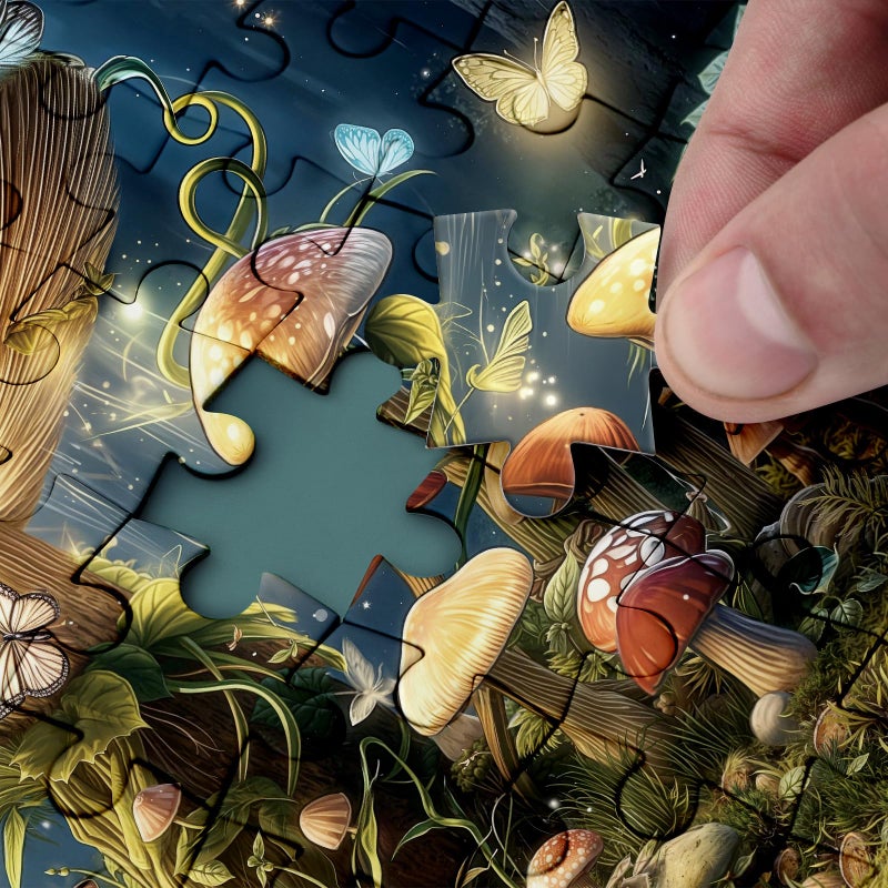 BBOLDIN Fantasy Mushroom Book Puzzle 1000 Pieces for Adults, Magic Forest Fungi Plant Jigsaw Puzzles, Vintage Nature Butterfly Tree Puzzles - Image 4