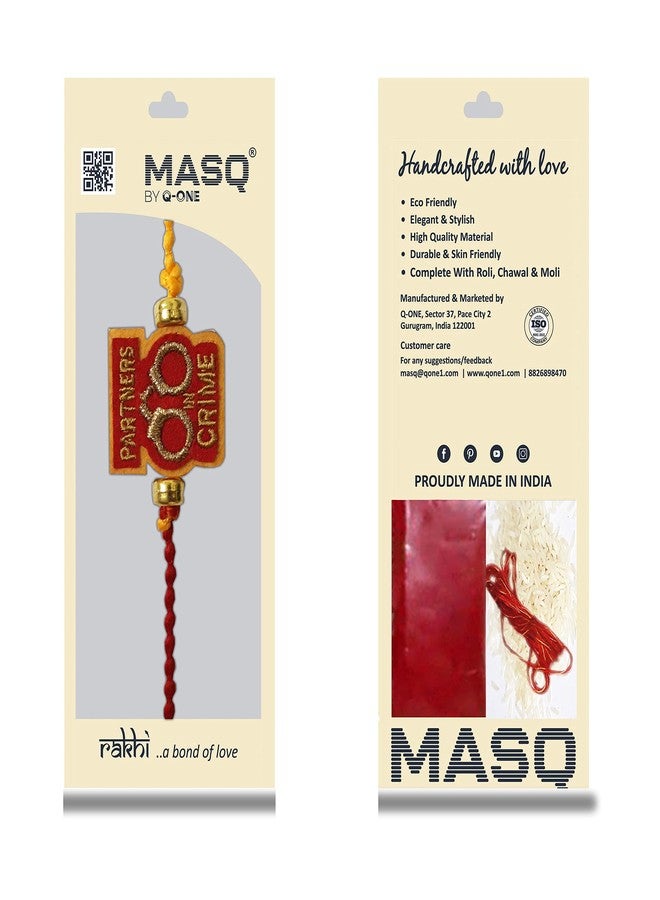 MASQ مجموعة MASQ من Q-One Designer Rakhi Combo مع رولي شوال ومولي للرجال (عبوة من 5) | سوار راكشا باندان مطرز يدويا للأخ (Rakhi_Bhaiya_bro_Partner_Bhai_Bestbro) - Image 5