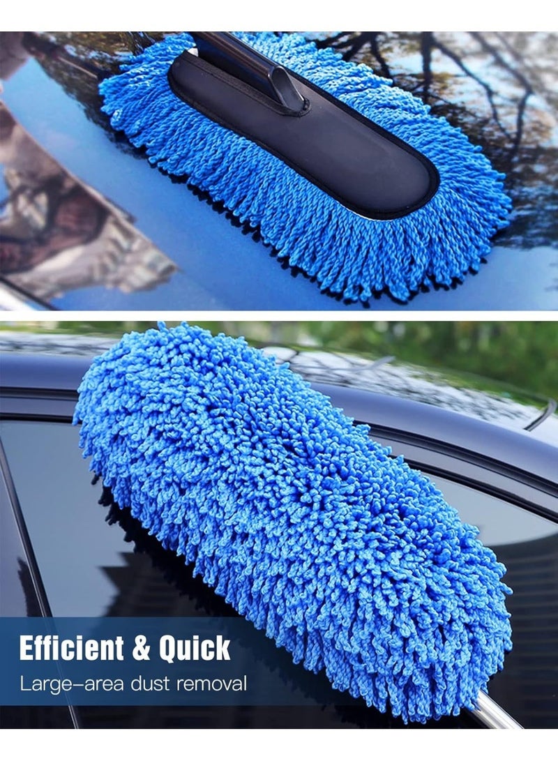jaexest Extendable Long Handle Microfiber Duster – Scratch-Free Car Cleaning Tool for SUV, Truck, Motorcycle & Home (Blue) - Image 4