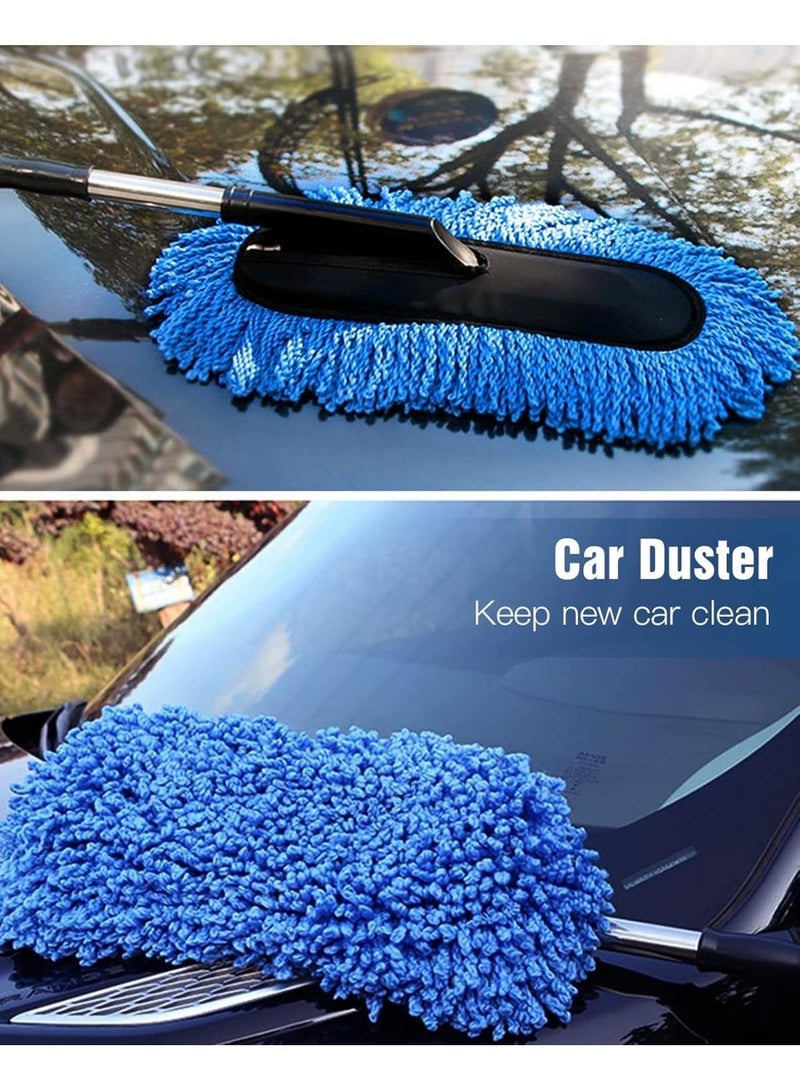 jaexest Extendable Long Handle Microfiber Duster – Scratch-Free Car Cleaning Tool for SUV, Truck, Motorcycle & Home (Blue) - Image 3