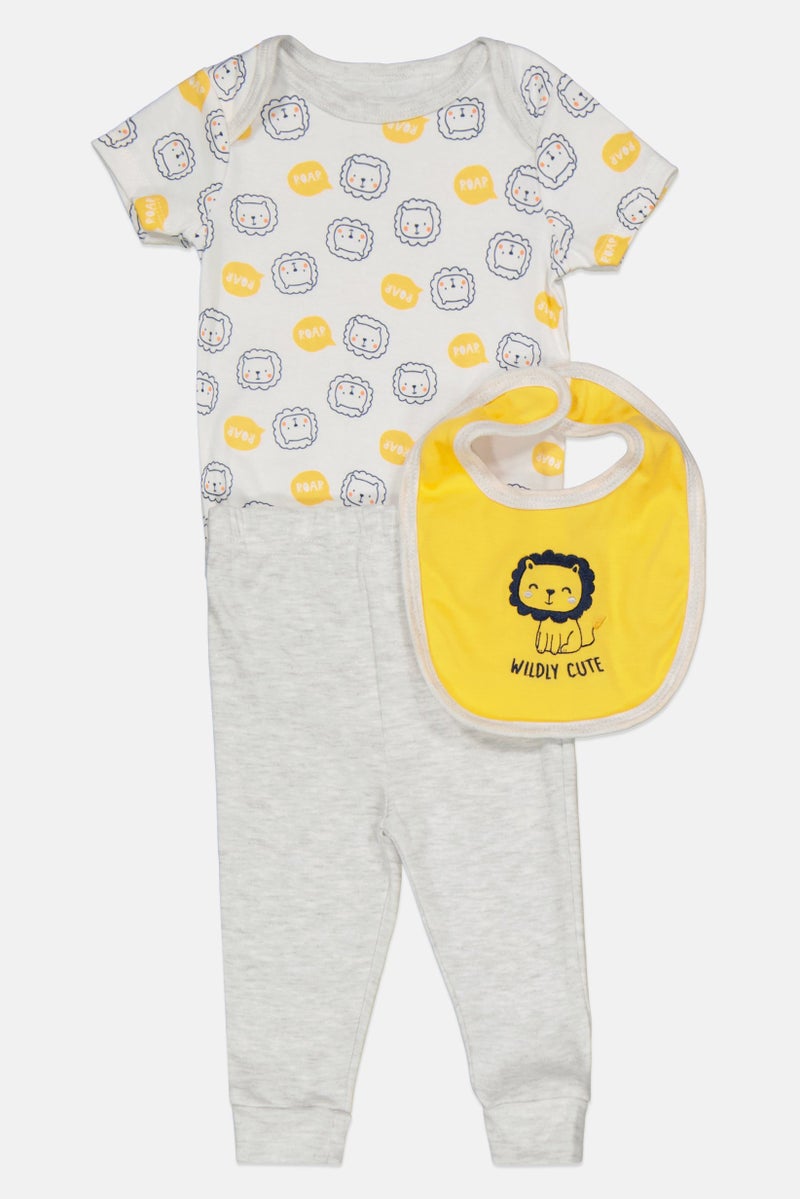 Baby Views Toddler Girls Plain Romper With Pull On Leggings And Bib, White - Image 3