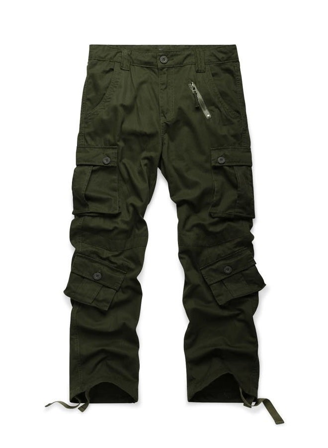 OCHENTA Men's Casual Military Cargo Pants Baggy Camo Work Trousers with 8 Pockets (No Belt), #3357 Army Green, 36 - Image 5