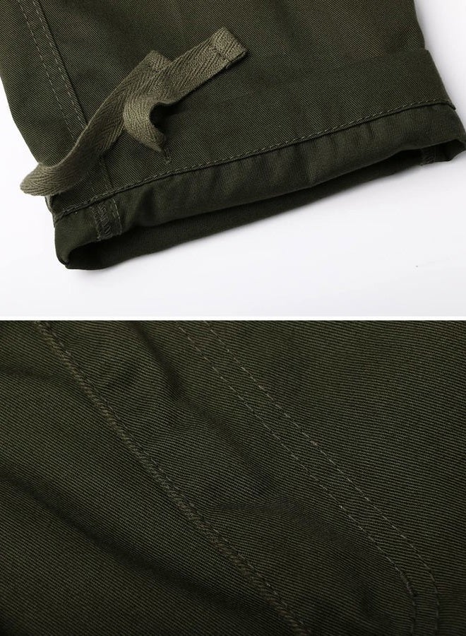 OCHENTA Men's Casual Military Cargo Pants Baggy Camo Work Trousers with 8 Pockets (No Belt), #3357 Army Green, 36 - Image 2