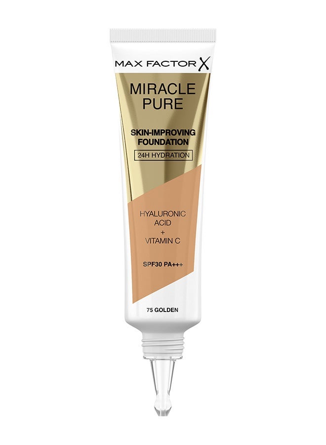 Max Factor Miracle Pure Skin Improving Foundation 75 Golden + Face Roller - Image 3
