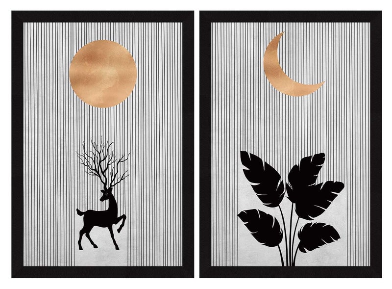 ArtX Paper Boho Aesthetic Wall Decor Paintings with Frame for Home Decoration, Painting for Living Room Bedroom Office, Framed Painting for Wall Decoration, Wall Decor For Living Room, Set Of 2 - Image 5