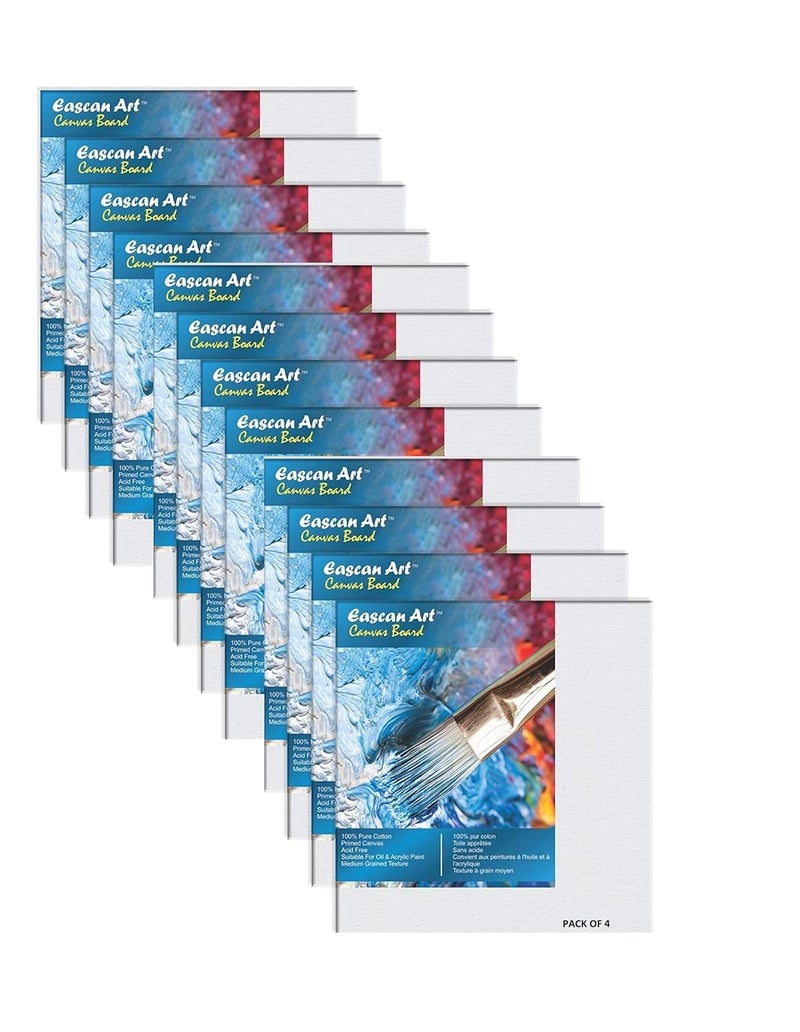 Eascan Art Artists Medium Grain Board Canves White 3 x 3 Pack of 12 - Image 1