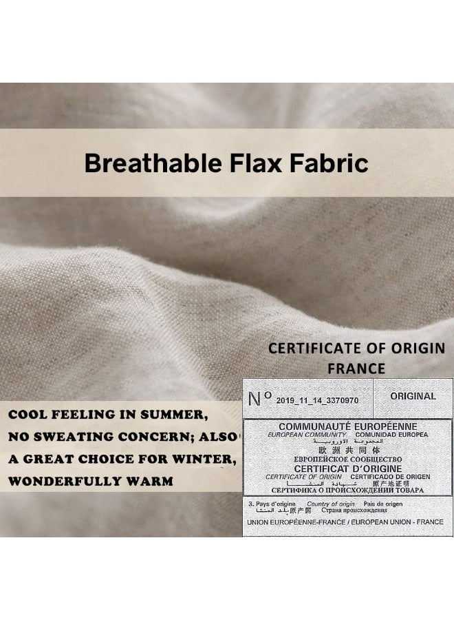 Simple&Opulence 100% French Flax Linen Duvet Cover Set with Embroidery Washed - 3 Pieces (1 Duvet Cover with 2 Pillow Shams) with Button Closure Soft Breathable Farmhouse - Linen, King Size - Image 4