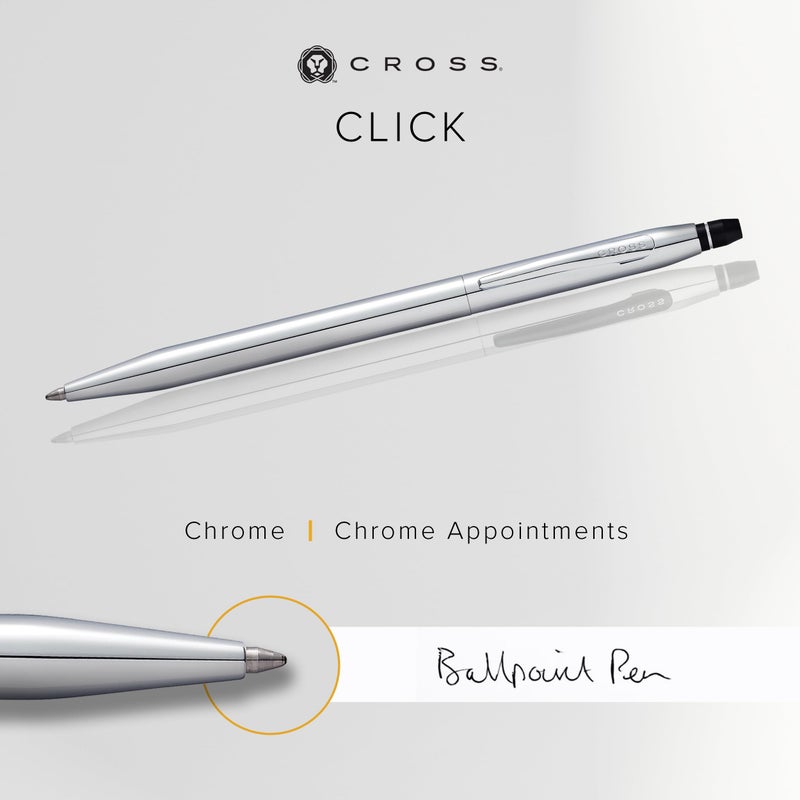 Cross قلم حبر جاف قابل لإعادة التعبئة من كروس، قلم متوسط، يشمل علبة هدايا فاخرة - كروم مصقول - Image 3
