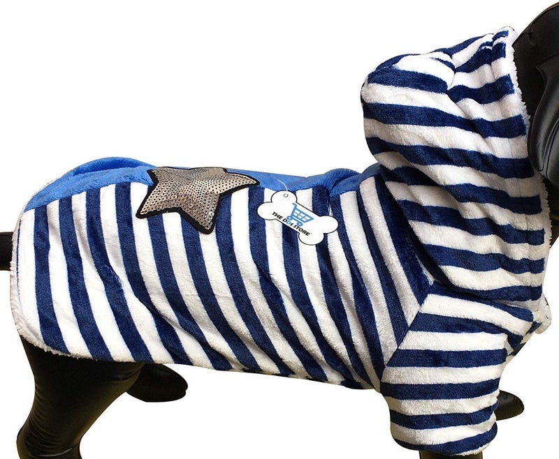 The DDS Store Pet Dog Clothes Winter Stripped Dog Sweatshirts Coat Apparel Puppy Sports Clothes 1 Piece (16 Inch, Blue) - Image 4