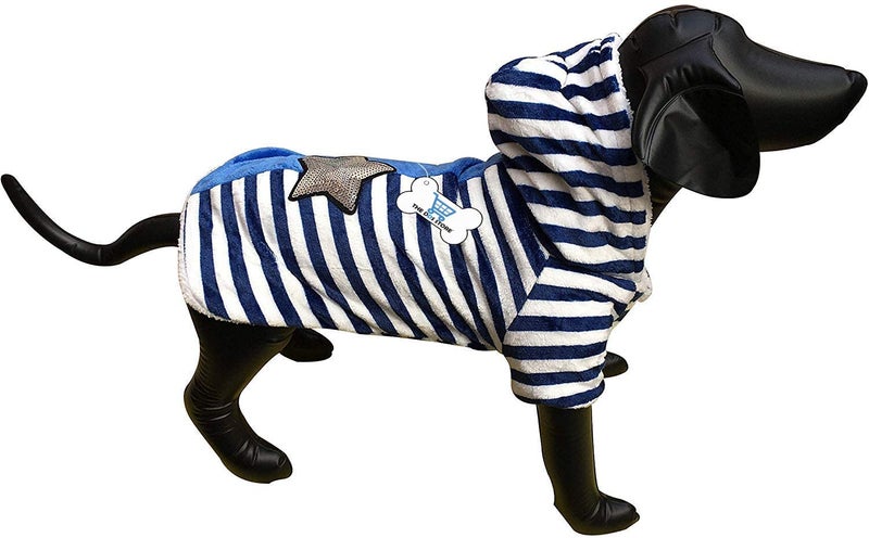 The DDS Store Pet Dog Clothes Winter Stripped Dog Sweatshirts Coat Apparel Puppy Sports Clothes 1 Piece (16 Inch, Blue) - Image 3