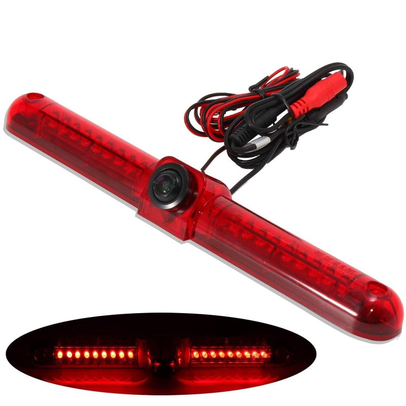 Anina Third Brake Light Backup Camera for Jayco Coachmen Freelander RV Trailer Camper Van, Universal 3rd Car Rear Light Mount Top Roof Lamp LED Reverse Parking Camera w/RCA Connector for Jeep Chevy - Image 1