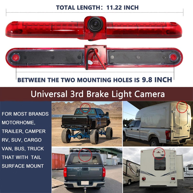 Anina Third Brake Light Backup Camera for Jayco Coachmen Freelander RV Trailer Camper Van, Universal 3rd Car Rear Light Mount Top Roof Lamp LED Reverse Parking Camera w/RCA Connector for Jeep Chevy - Image 5