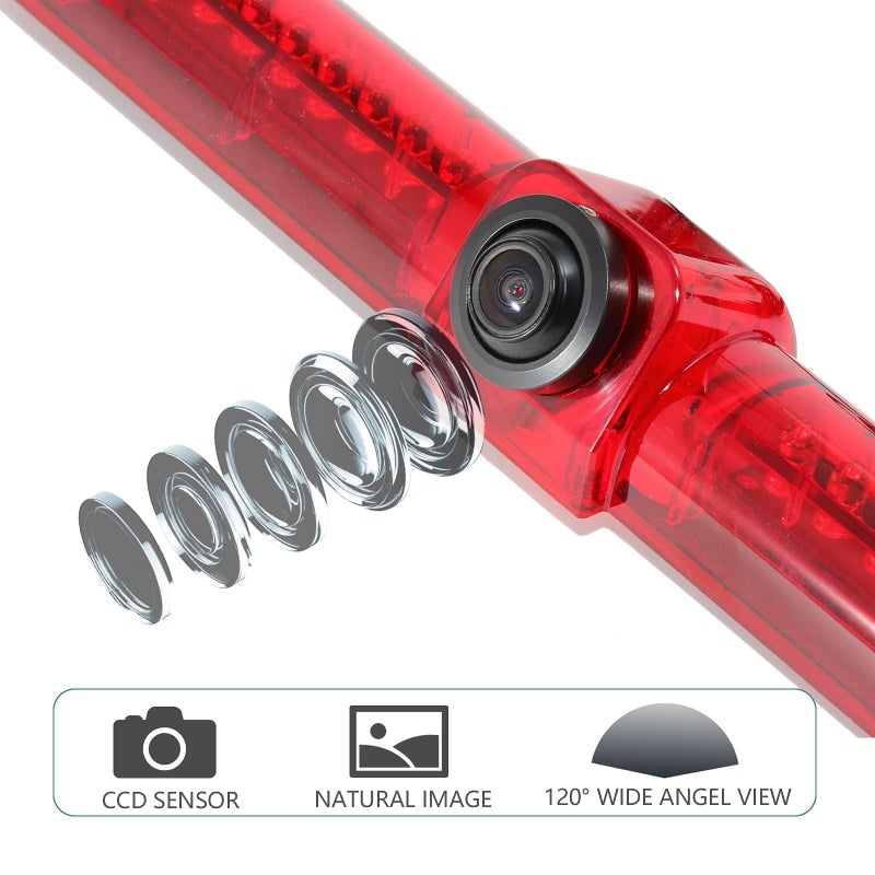 Anina Third Brake Light Backup Camera for Jayco Coachmen Freelander RV Trailer Camper Van, Universal 3rd Car Rear Light Mount Top Roof Lamp LED Reverse Parking Camera w/RCA Connector for Jeep Chevy - Image 2