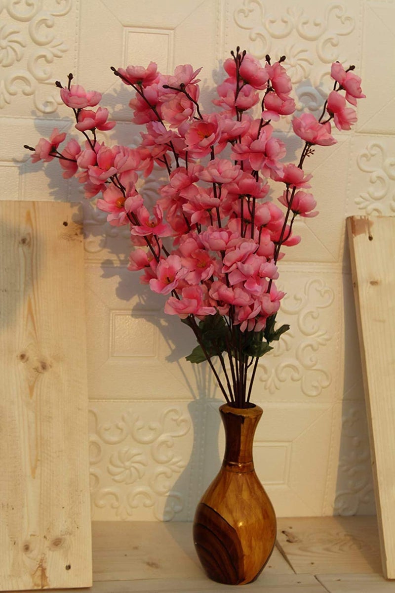 Coolkart Artificial Orchid Peach Blossom Flower for Party Decoration/Living Room Decor/Office Stage Decoration,Set of 2 Bunch /14 Stems (Orange and Baby Pink) Made in India - Image 5