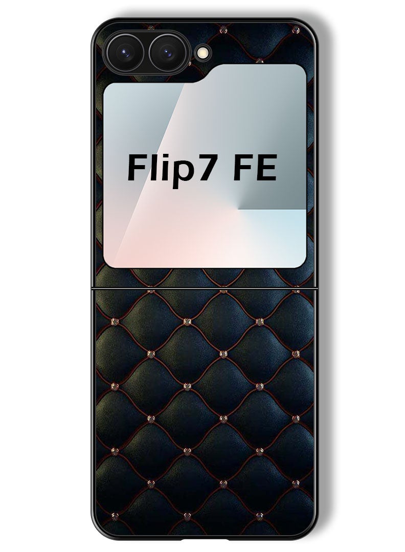 Theodor Case Compatible with Samsung Galaxy Z Flip 7 FE 6.7 Inch Protection Shockproof Bumper Cover Stappers On Black Cloth Pattern - Image 1