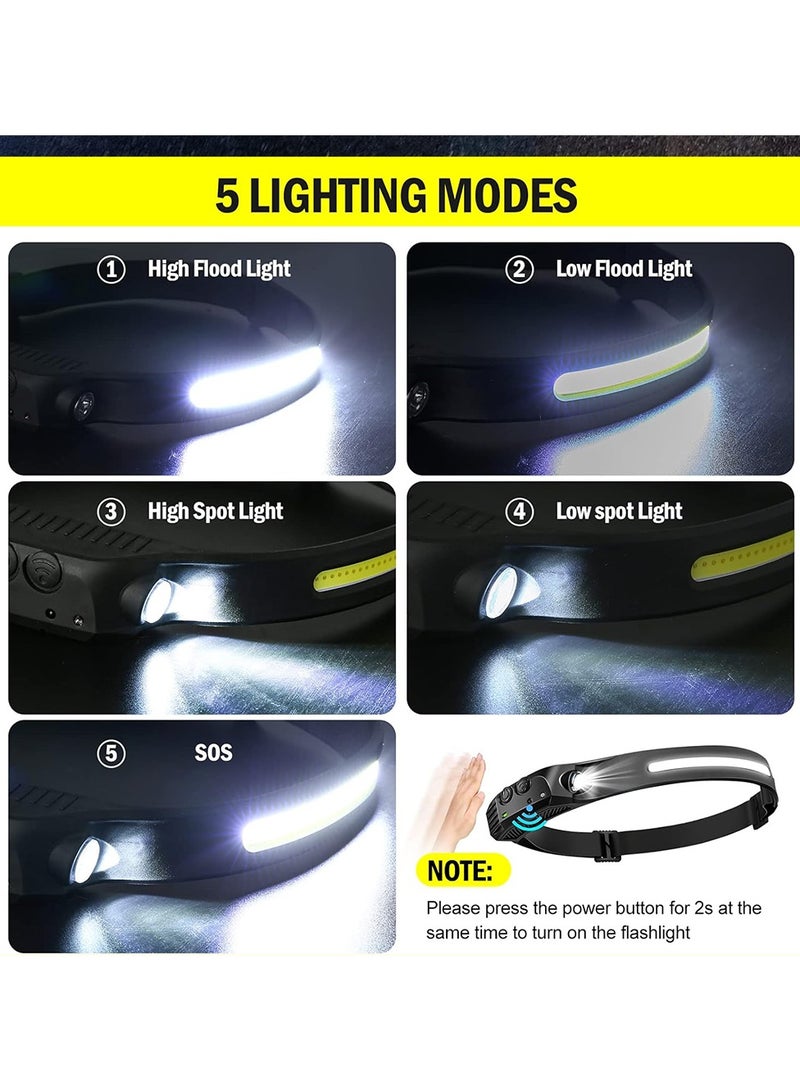تي بي إٍس ديزاين مصباح رأس LED COB LED فائق السطوع من TBS Design مزود بخمسة أوضاع إضاءة ومصباح أمامي مزود بمستشعر حركة ومقاوم للماء بدرجة IPX4 - Image 3