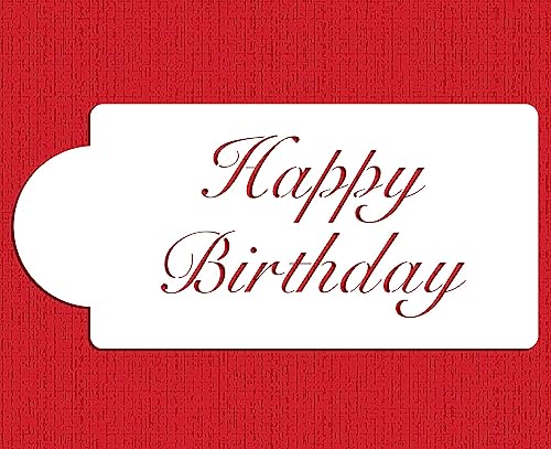 Designer Stencils Fancy Happy Birthday Cake Stencil, Beige/Semi-Transparent - Image 2