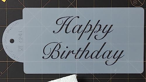 Designer Stencils Fancy Happy Birthday Cake Stencil, Beige/Semi-Transparent - Image 4