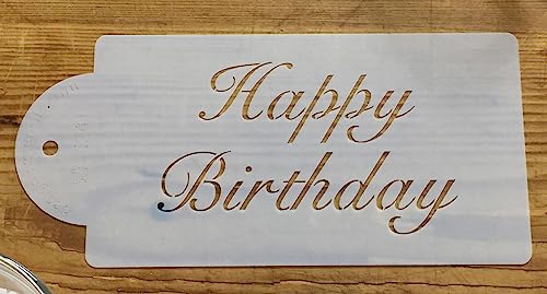 Designer Stencils Fancy Happy Birthday Cake Stencil, Beige/Semi-Transparent - Image 3