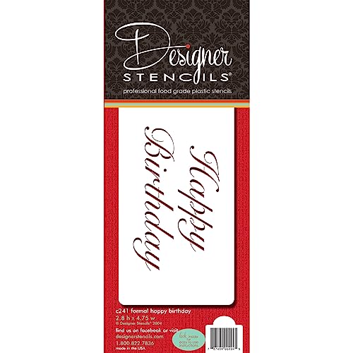 Designer Stencils Fancy Happy Birthday Cake Stencil, Beige/Semi-Transparent - Image 1