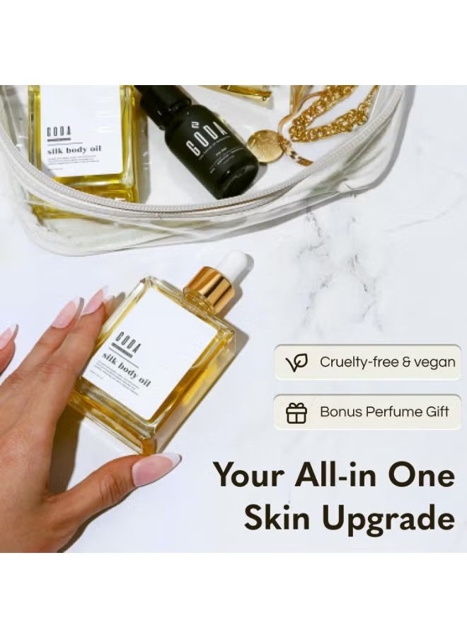 جودا زيت الجسم الحريري للمرأة - صيغة ترطيب مضادة للشيخوخة ، ترطيب الجلد الكريبي بعد الاستحمام ، مزيج عضوي معطر العناية بالبشرة الممتازة - Image 5