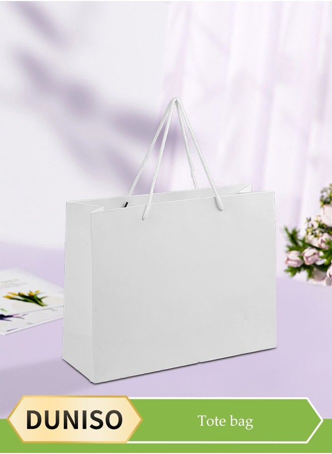 DUNISO 10pcs white Gift Bags,Small Gift Bags with Handles,white Kraft Paper Bags, Shopping Bags for Small Business, Retail and Shopping  - Image 1