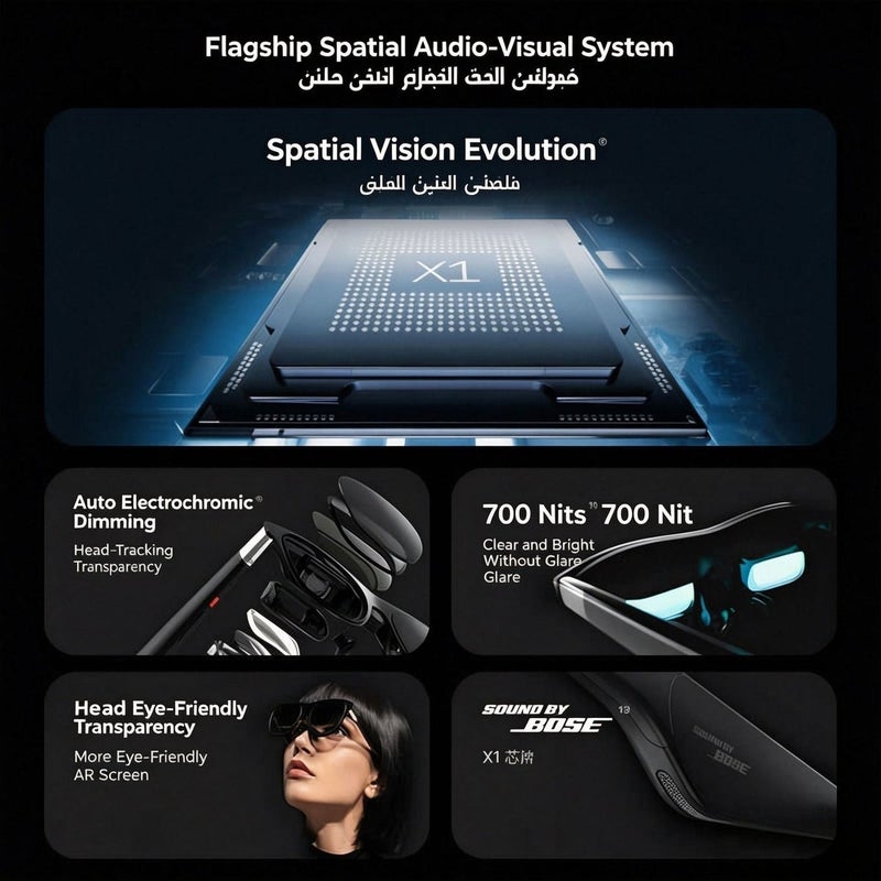 اكسريال نظارات عرض الواقع المعزز XREAL One Pro، بدقة 1080 بكسل بتقنية Micro-OLED، سطوع 700 نيت، صوت من بوز، متوافقة مع آيفون وأندرويد والكمبيوتر الشخصي - Image 4