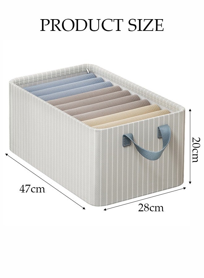 DUNISO 4-Piece Set, Bedroom, Clothes Storage Box, Wardrobe Storage Organizer, Large Foldable Clothing Storage Bag With Handles, And Suitable For Home Bedroom Office, Can Store Shirts, T-Shirts, Children's Jeans, Scarves, Leggings And Baby Clothes, Etc., Gray And White Stripes  - Image 2