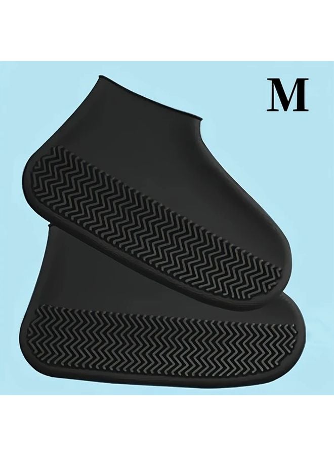 Black M Waterproof Reusable Non Slip Silicone Outdoor Shoe Covers 2 Pack - Image 1