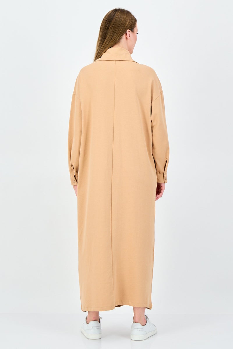 trendyol Women Plain Shirt Dress, Beige - Image 2