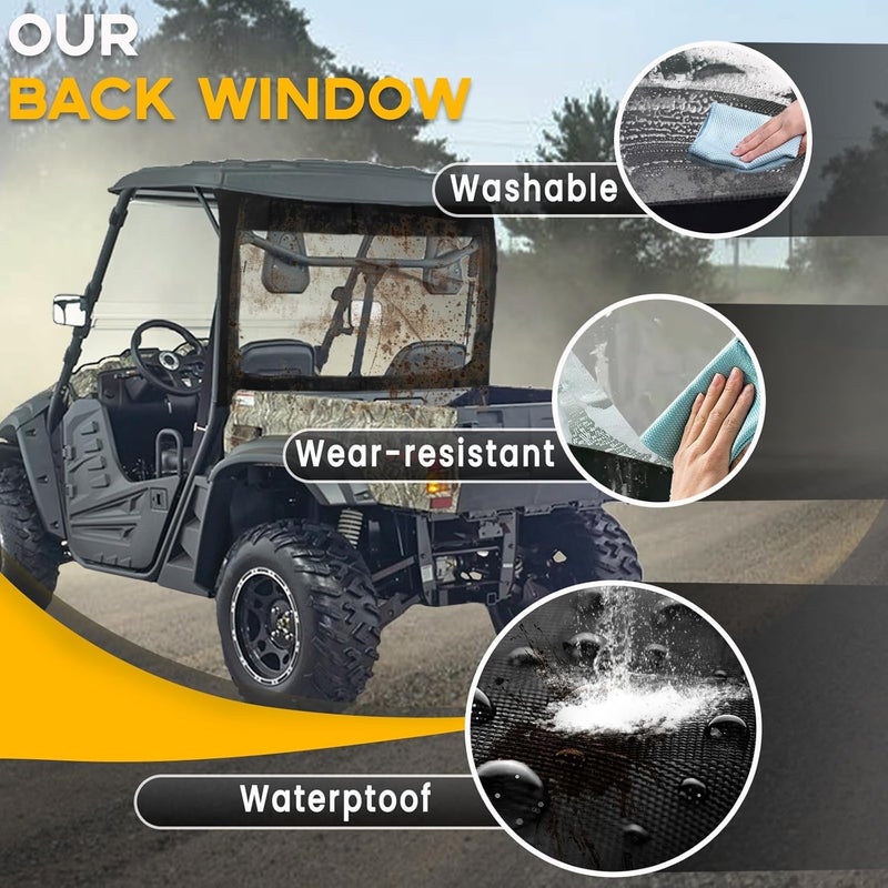 Chikia Hisun Soft Rear Windshield Back Window for UTV 500 700, Massimo MSU 500 700, Axis 500 700 - Image 2