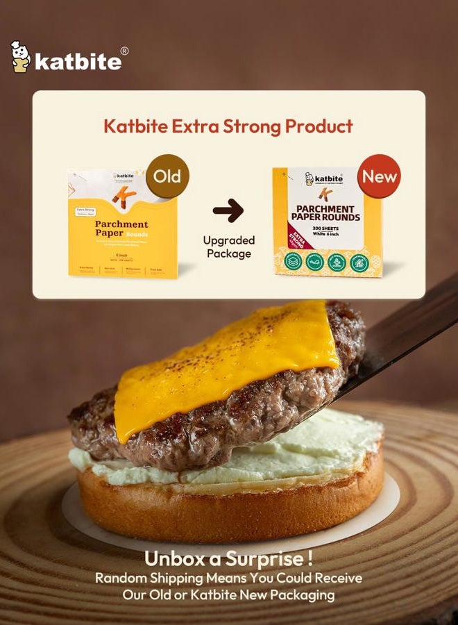 Katbite 400Pcs 6 Inch Parchment Paper Rounds, Round Parchment Paper for Cake Baking, Patty Separating, Tortilla Wrapping(2 Pack of 200Pcs) - Image 3