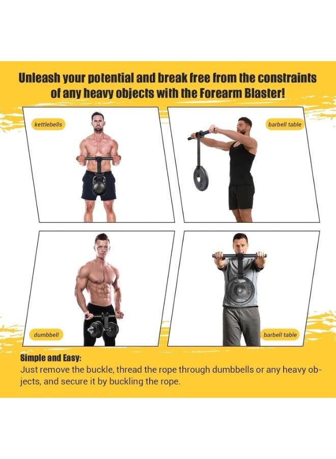 سبورت كيو جهاز مقوي الساعد والمعصم من SportQ®️ رولر معدني مع حزام نايلون قابل للتعديل لتحسين قوة الذراعين تمارين المعصم والساعد والقبضة والمرونة – مناسب للدمبل والأوزان - Image 4