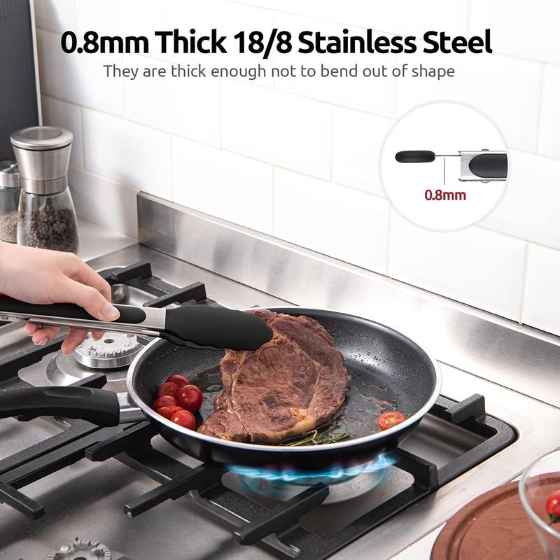 U-Taste Heat Resistant Silicone Kitchen Tongs - Black, 23cm, 315°C, Non-Stick & Locking Design - Image 5
