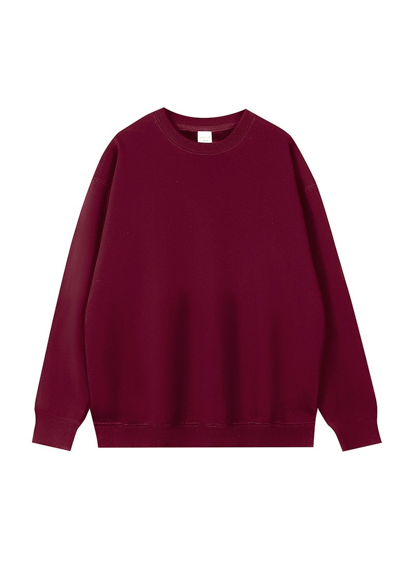 Generic - 600g Heavyweight Silver Fox Fleece Hoodie Unisex Autumn Winter Love Sweatshirt Jacket Wine Red-Turtleneck - Image 1