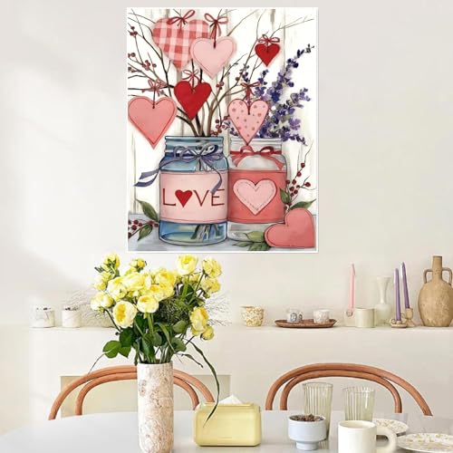 askkqtx Valentine's Day Paint by Numbers Kit for Adults, DIY Love Paint by Numbers for Beginner, Oil Painting by Number on Canvas for Home Decor Gifts 16x20 Inch - Image 5