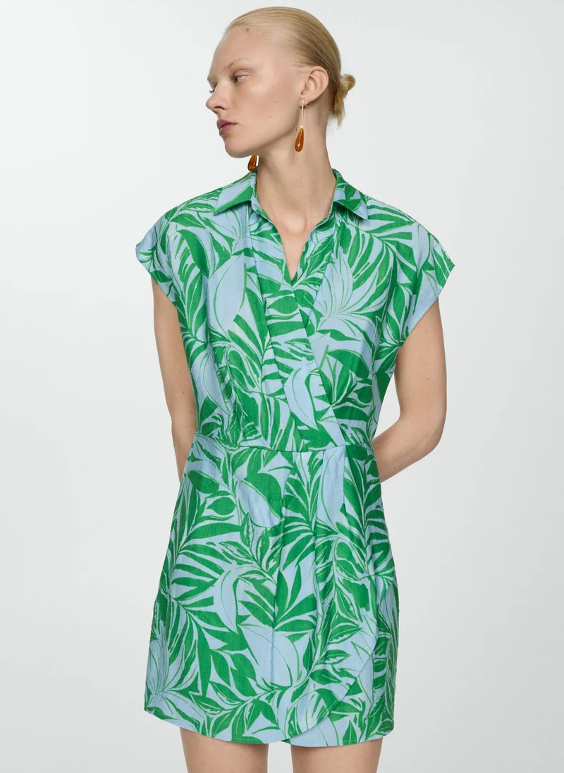 MANGO Print Wrap Dress