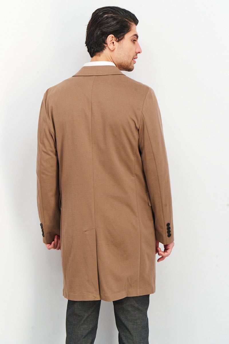 SELECTED Men Long Sleeve Solid Trench Coat, Brown - Image 2